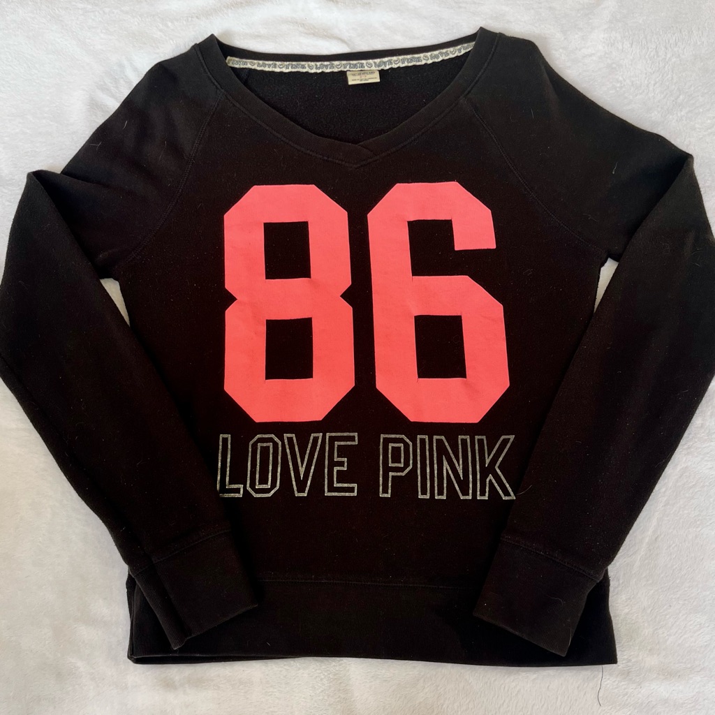 Pink Victoria's Secret Black Sweatshirt